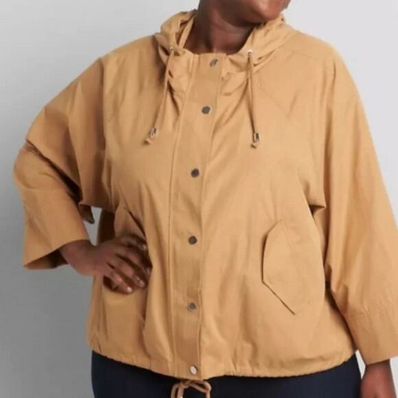 Lane Bryant Cropped drawstring snap front lightweight hooded jacket Size 18/20 - Picture 1 of 9